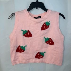 SHEIN Pink Strawberry Sweater Vest - Size M - US Size 6 - EU Size 38
